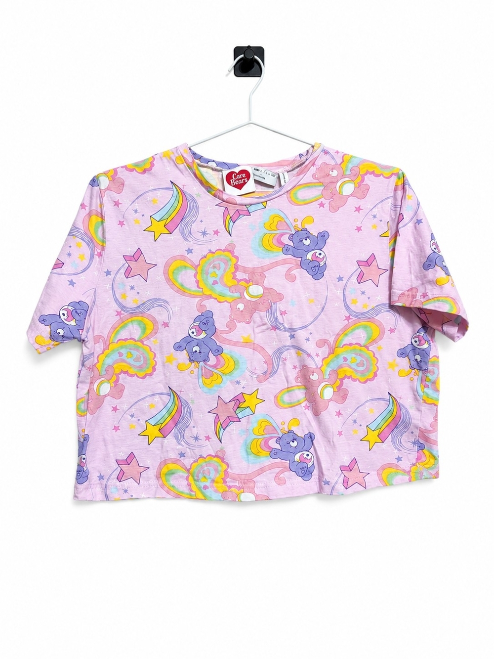 ASOS Care Bears Pastel Rainbow Crop Tee - Light Pink